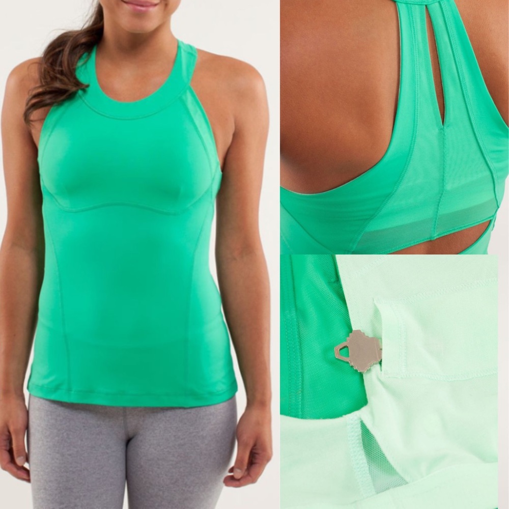 🍋Lululemon run make it count tank in very green/fresh teal